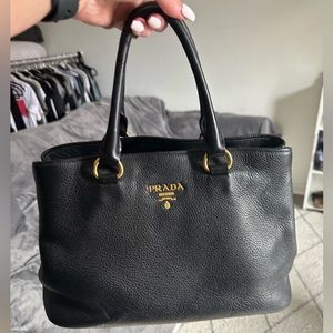 Prada black leather tote